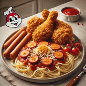 kyckling med pasta recept​ : Jollibee Chicken Joy med Filipinsk Spaghetti